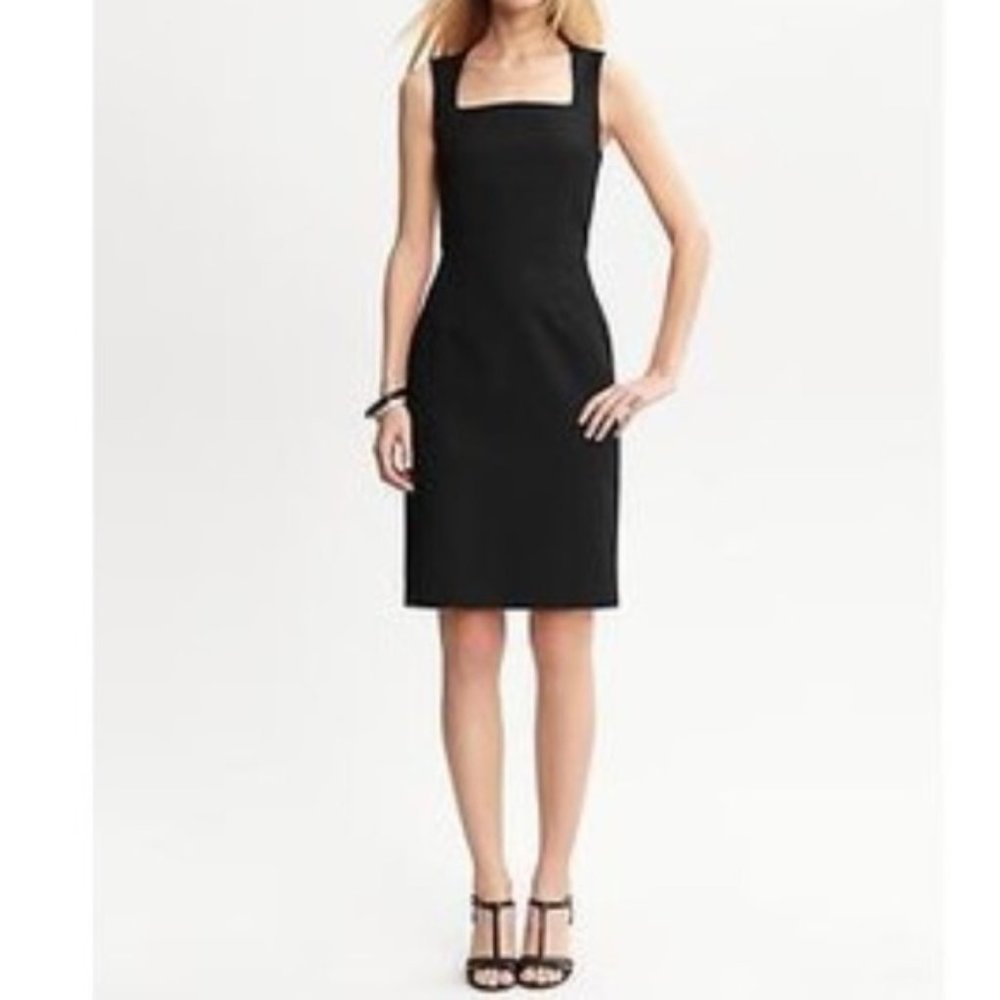 NEW Banana Republic Women Black Square Neck Dress